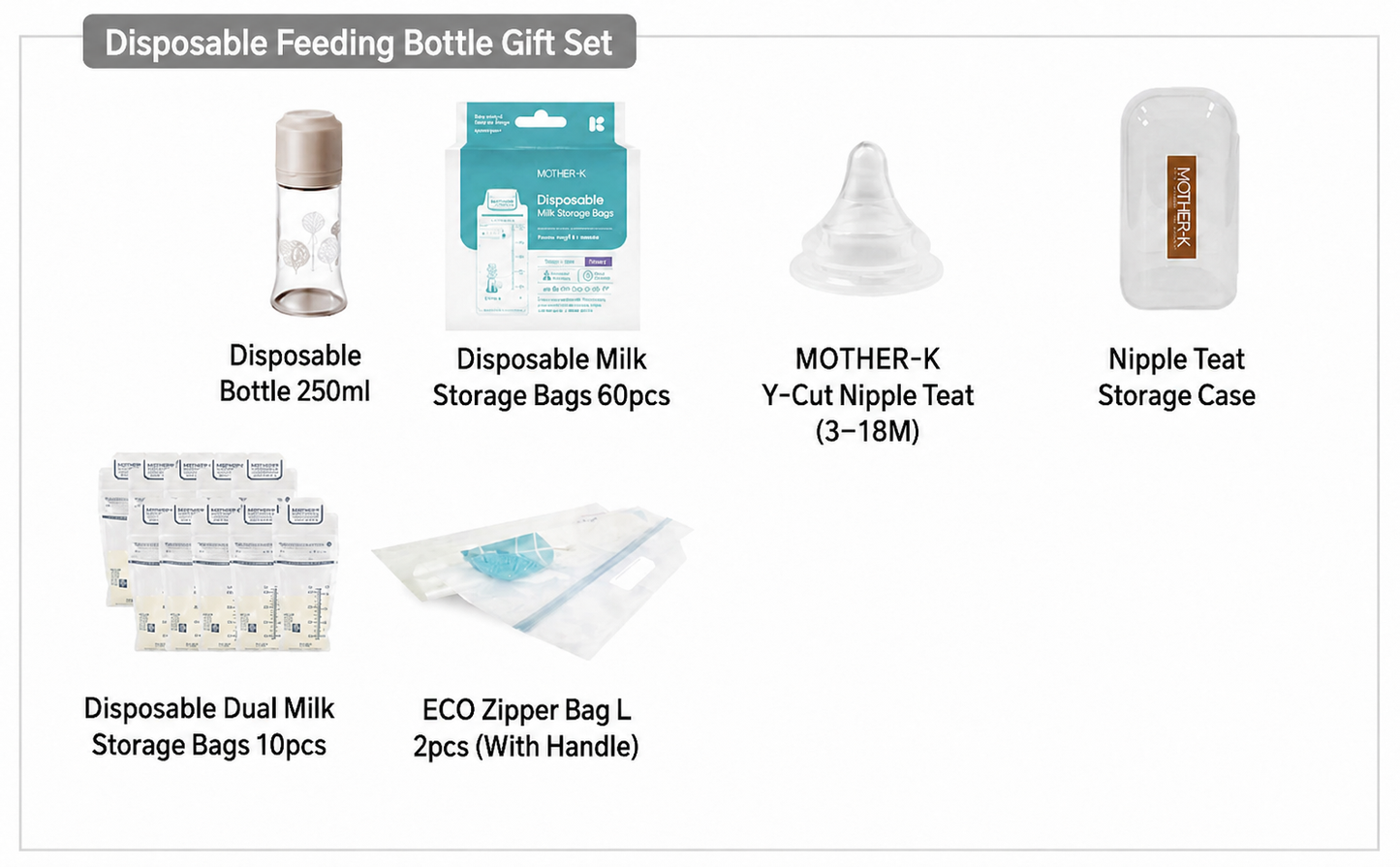 MOTHER-K Tritan Disposable Feeding Bottle Gift Set