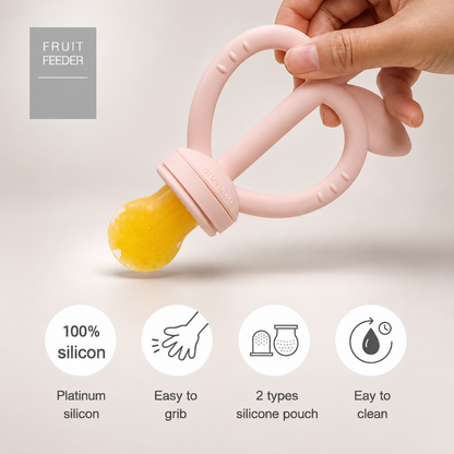 MOYUUM Apple Peach 2-in-1 Silicone Teether & Fruit Feeder