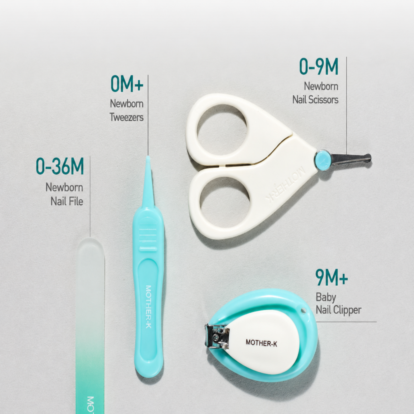 MOTHER-K 4-in-1 Baby Nail Care & Tweezer Set with Case