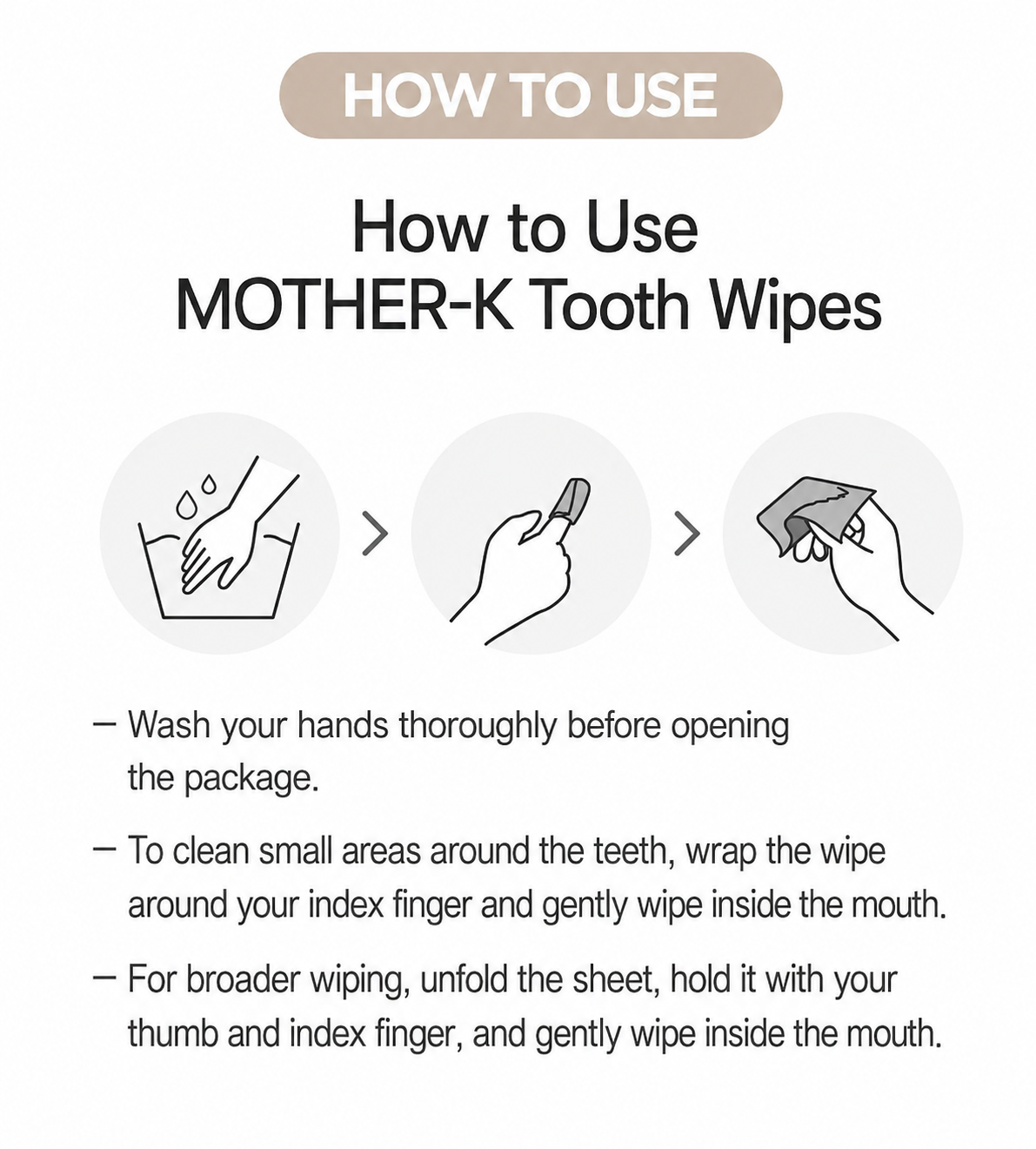 MOTHER-K Sterilised Tooth Wipes – 30pcs