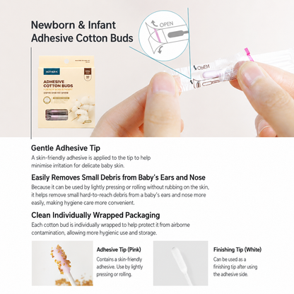 MOTHER-K Newborn Adhesive Cotton Buds – 50pcs