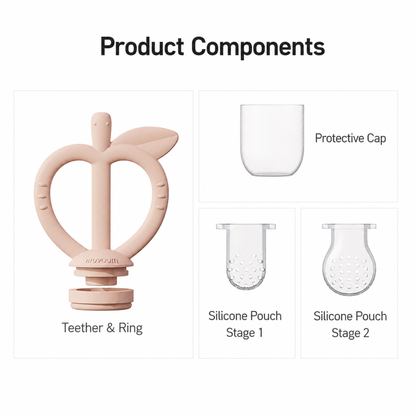 MOYUUM Apple Peach 2-in-1 Silicone Teether & Fruit Feeder