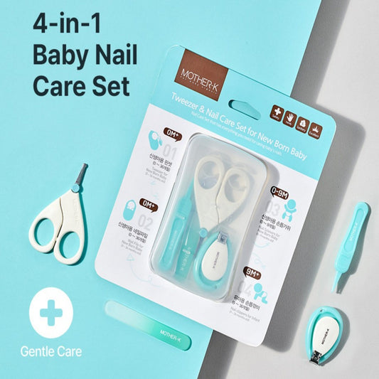 MOTHER-K 4-in-1 Baby Nail Care & Tweezer Set with Case
